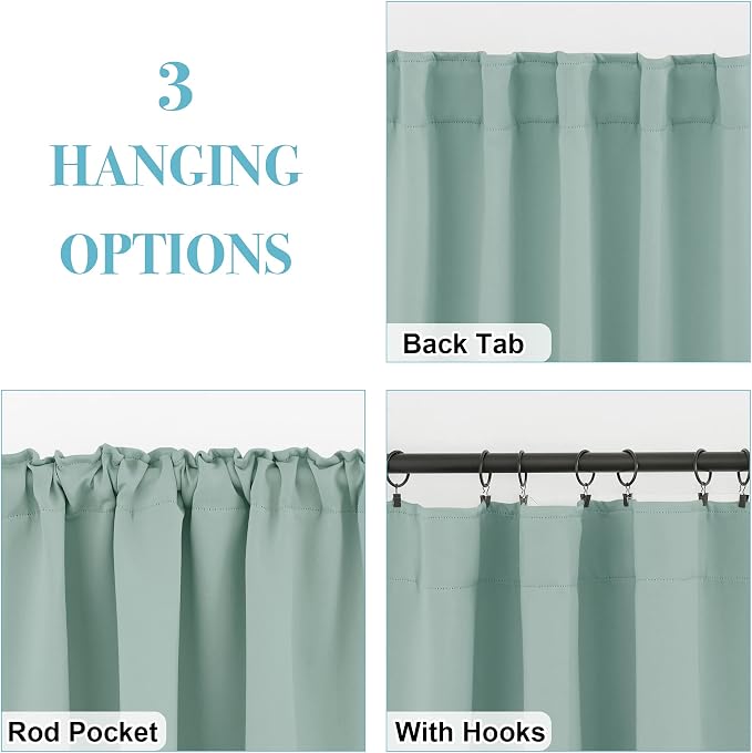 RYB HOME Small Window Curtains Blackout, Privacy Thermal Insulating Drapes - Image 2