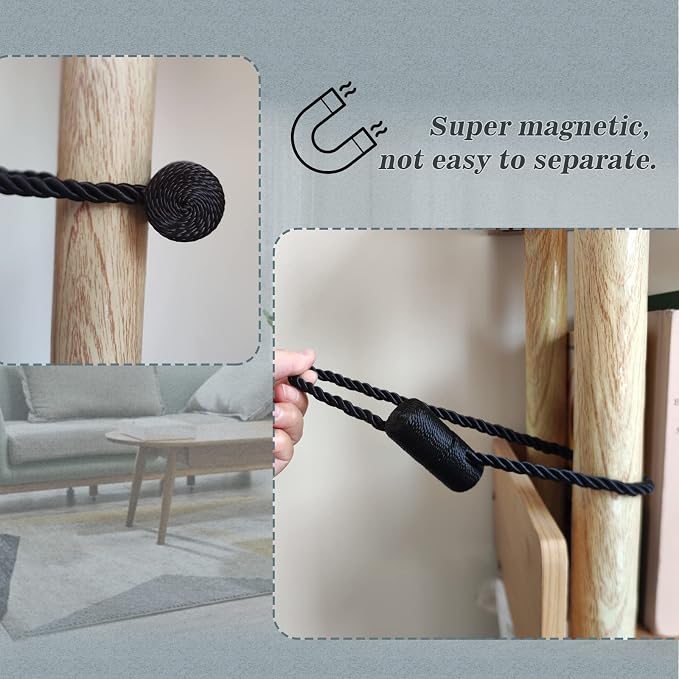 Hion Magnetic Curtain Tiebacks Black 2pcs, Curtain Tiebacks Buckles Holdbacks - Image 7