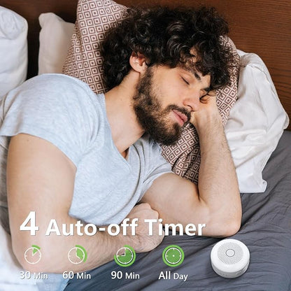 Sleepbox Portable White Noise Machine 30 Soothing Sounds Rechargeable Battery Small for Travel 32 Volume Control Noise Canceling Sleep Machine Sound Therapy for Baby Kids Adults (White)