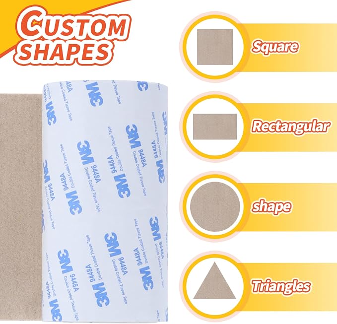 Felt Furniture Pads, Non Slip Self Adhesive Cuttable Felt Tape Beige Heavy Duty - Image 3