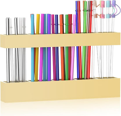 Straw Holder for Cabinet Door, 9.6” Adjustable Two-Part Large Acrylic Straws by Rycid