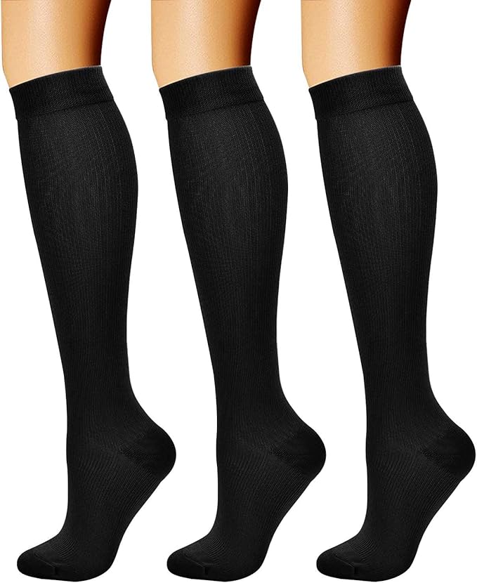 CHARMKING Compression Socks for Women & Men Circulation (3 Pairs) 15-20 mmHg is Best Support for Athletic Running Cycling