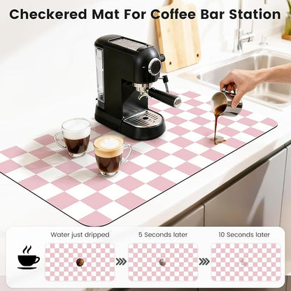 17" x 32" Checkered Dish Drying Mat - Image 3