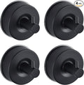 JOMOLA Stainless Steel Bathroom Suction Hooks - No Drill Adhesive-Free Wall Mount for Shower, Towel & Robe, Rustproof Metal Hardware with Damage-Free Grip, Matte Black (4-Pack)