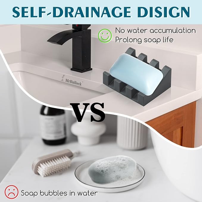 Silicone Soap Dish for Bar Soap Holder for Shower Bathroom Self Draining - Image 4