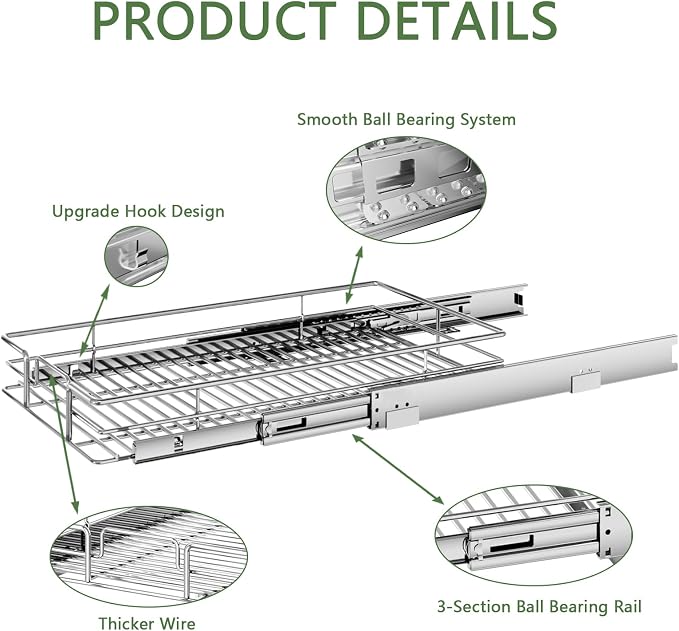 Pull Out Cabinet Organizer 10½" W x 21½" D, Heavy Duty Cabinet Pull Out Shelves - Image 7
