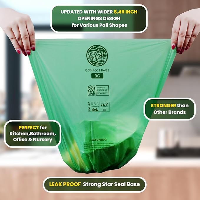 Compost Bags 3 Gallon, Compost Food Scrap Waste Bags Fits Countertop Bin - Image 2