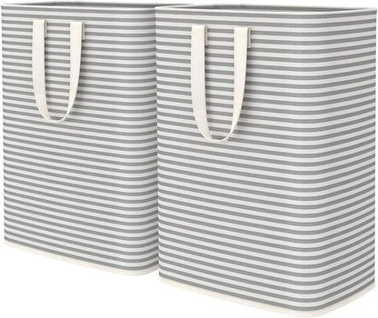 Lifewit Laundry Hamper Large Collapsible Laundry Baskets, Freestanding Waterproof Clothes Hamper with Easy Carry Handles in Laundry Room Bedroom Bathroom College Dorm for Adults, Gray, 2 x 65L