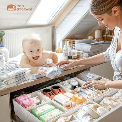 Cotton Linen Drawer Organizers for Baby Clothes, Premium Foldable Storage Bins - Image 4