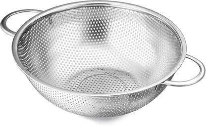 E-far Stainless Steel Colander, 3-Quart Micro-Perforated Metal Colander Strainer by E-far