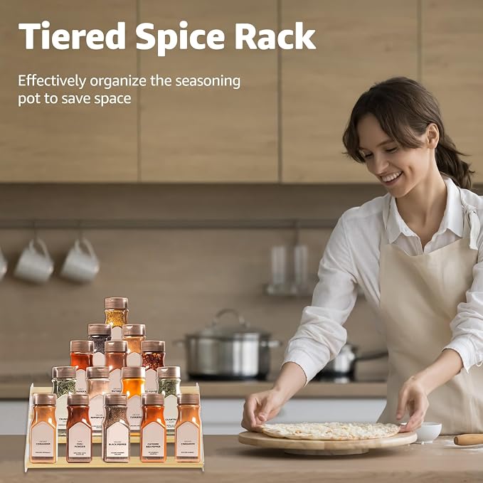 nianfeng Tiered Spice Rack, 4-Tier Spice Pantry Kitchen Cabinet Organizer - Image 3
