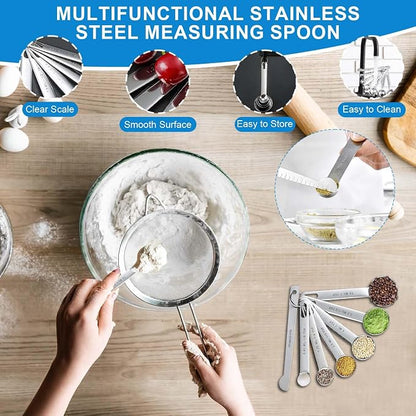 Measuring Cups and Spoons Set 26 Piece, 11 Stainless Steel Nesting Measuring - Image 3