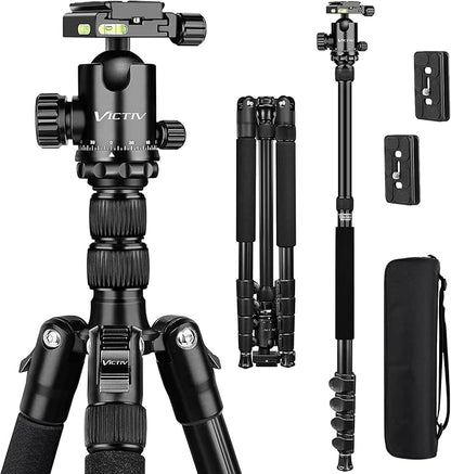 VICTIV 78" Tripod for Camera, Tall DSLR Tripod & Monopods, Professional Heavy Duty Tripod for Spotting Scopes, Binocular, Aluminum Camera Tripods Stand, Compatible with Canon Nikon Sony