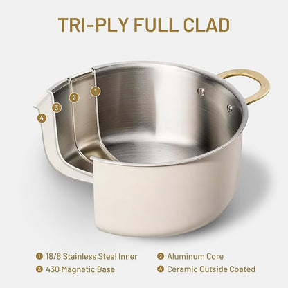 CAROTE 8QT Full Clad Tri Ply Stainless Steel Stock Pot - Image 3