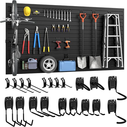 DoCred Slatwall Paneling Organizer, 4x7.5 FT PVC Garage Slat Wall Storage by DoCred