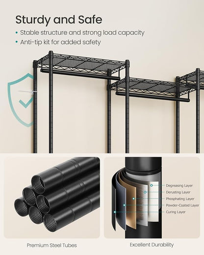 SONGMICS Heavy-Duty Clothes Rack, Garment Rack, Portable Closet, 56.9-Inch Wide - Image 5