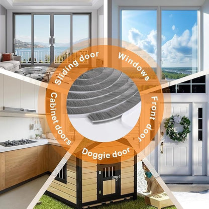 65FT Brush Weather Stripping, Neat Pile Self Adhesive Seal Strip - Image 5