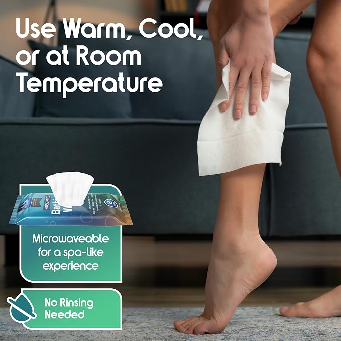 Inspire Ultra Thick Rinse Free Body Wipes, Bathing Wipes, Rinse Free Wet Wipes - Image 2