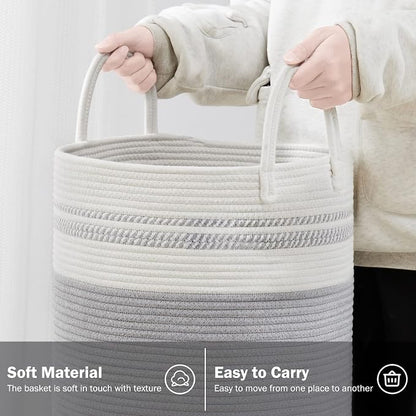 YOUDENOVA Woven Rope Laundry Hamper Basket, 58L Tall Luandry Basket, Baby - Image 5