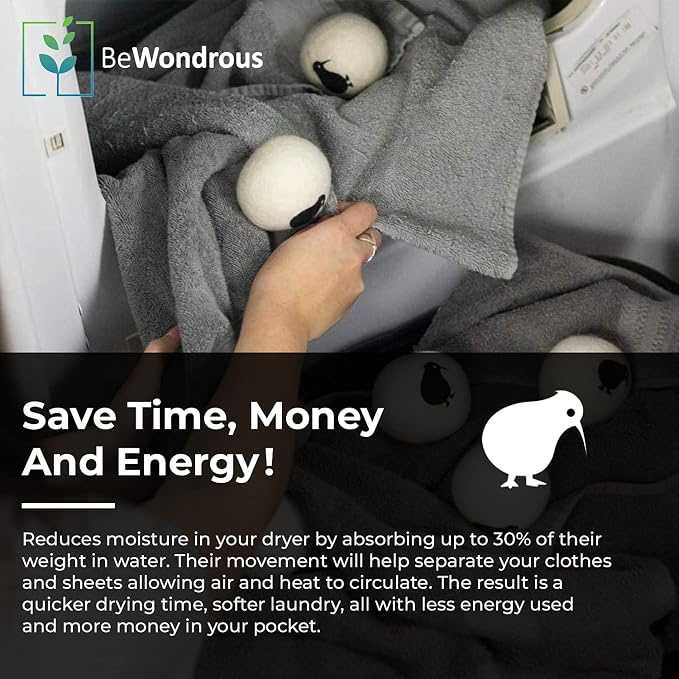 Wool Dryer Balls XL, 100% New Zealand Organic Wool - Image 5