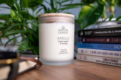 Vanilla Candle - 9.7 oz /275g Vanilla Scented Candle in Cream Frosted Glass Jar - Image 7