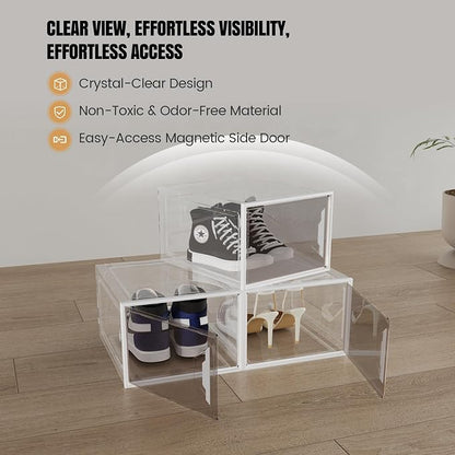 Shoe Storage Boxes Stackable, X-Large Plastic Clear Shoe Organizers - Image 4