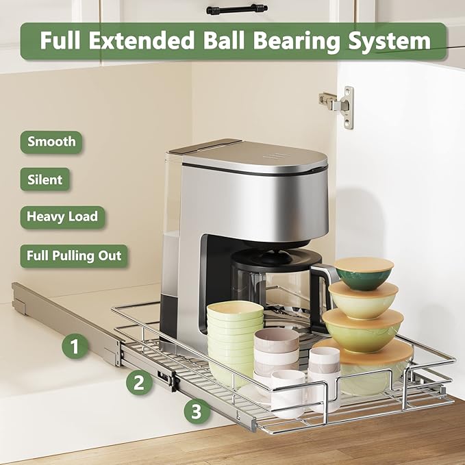 LOVMOR Pull Out Cabinet Organizer 14"W x 21"D, Kitchen Cabinet Pull Out Shelves - Image 2