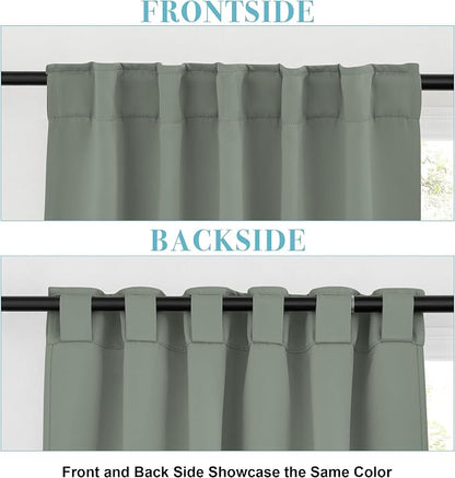 RYB HOME Sage Green Curtains for Bedroom, Vertical Privacy UV Protection Drapery - Image 3