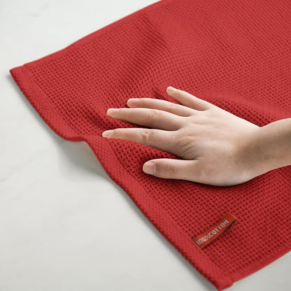 Artoid Mode 100% Cotton Dark Red Waffle Weave Kitchen Dish Cloths, 12x12 Inch - Image 5