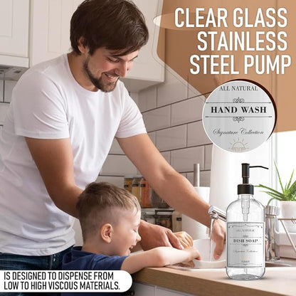 Sunrise Premium 2 Pack Clear Glass Soap Dispenser 16 OZ - Image 5