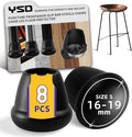 0.75 Inch Heavy Duty Rubber Chair Leg Caps - 8 PCS Non-Slip Furniture Floor Protectors with Metal Inserts for Wood, Tile, Carpet - Fits Chairs,Stools,Bar Stools