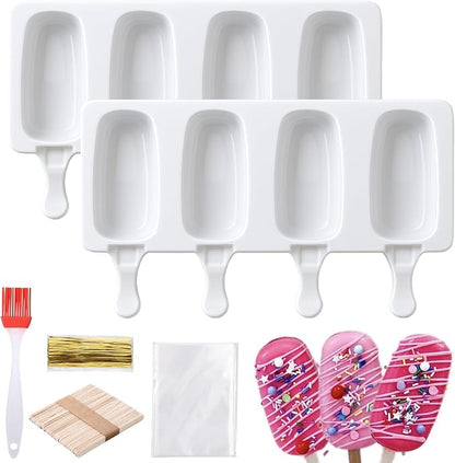 Juome Cake Pop Mold Kit, 2 Pack 8 Cavities Cakesicle Molds Silicone by Juome