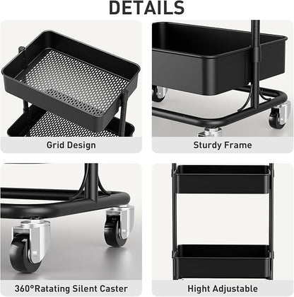 3 Tier Modern Metal Rolling Tool Cart - Image 6