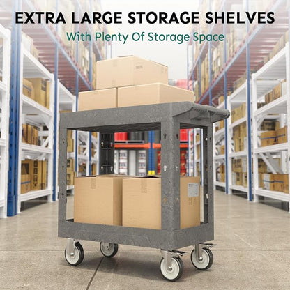 Utility Cart on Wheels, 1000 lbs Capacity Rolling Service Cart, 34 x 17 Inch - Image 6