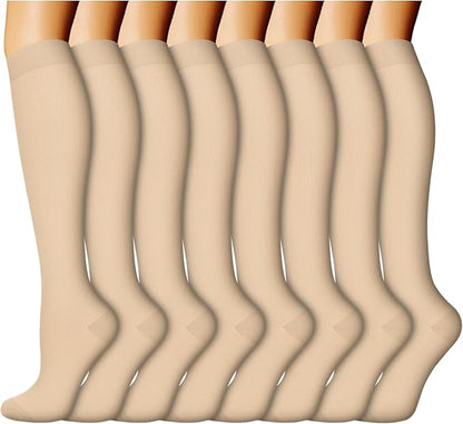 ACTINPUT 8 Pairs Compression Socks for Women & Men,Support Compression Stockings for Medical Running Athletic