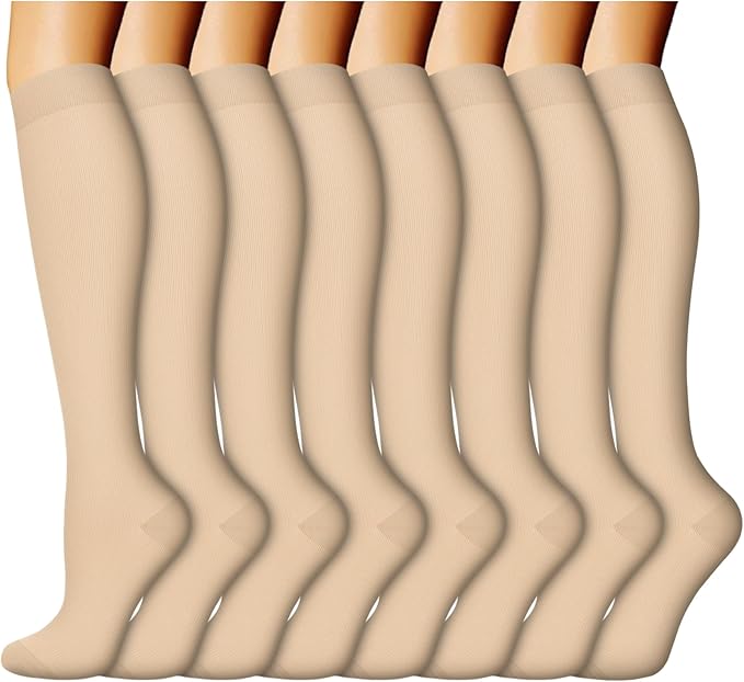 ACTINPUT 8 Pairs Compression Socks for Women & Men,Support Compression Stockings for Medical Running Athletic