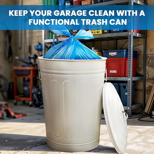 Plexon 13-Gallon Galvanized Steel Round Trash Can - Image 4