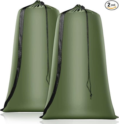 Heavy Duty Laundry Bag 2 Pack XL Nylon Laundry Bags with Straps, Washable Large Dirty Clothes Organizer with Drawstring Closure, Travel Washing Bag Fit a Laundry Hamper or Basket