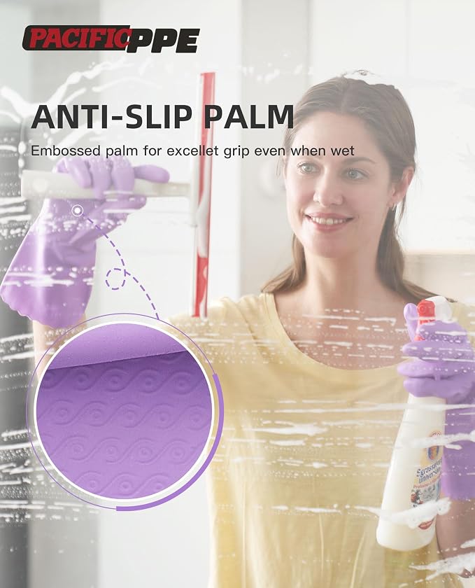 PACIFIC PPE 4 Pairs Reusable Dishwashing Cleaning Gloves - Image 3