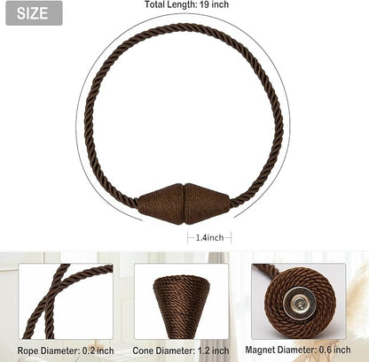 Magnetic Curtain Tiebacks 4 Pack Outdoor Rope Curtain Tie Backs Decorative - Image 2