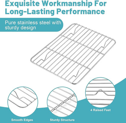 TeamFar Cooling Rack, 8.75” x 6.25” Stainless Steel Wire Baking Rack - Image 3