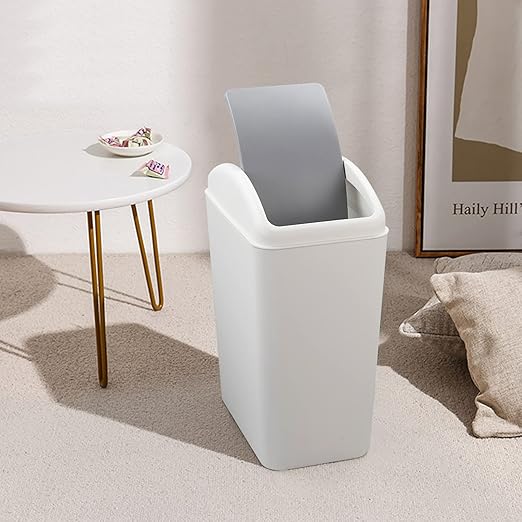 4.5 Gallon Plastic Waste Can, Garbage Can with Swing Lid, Trash Can, 1 Pack (Grey)