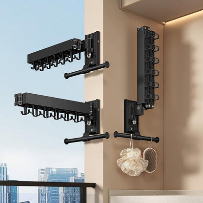 Wall Mounted Collapsible Clothes Drying Rack, Space-Saving Laundry Drying Rack - Image 2