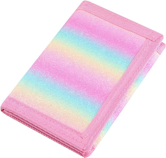 NEICY RFID Blocking Canvas Wallet for Men and Women - Camo Trifold Outdoor Sports Wallets with Magic Sticker for Teen Kids (Rainbow2)