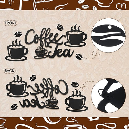 Ferraycle Rustic Metal Coffee Bar Signs Hanging Wall Decor - Image 4