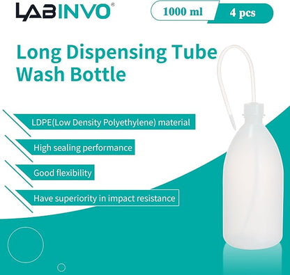 4pcs of Economy Wash Bottles, Vol.1000ml, Narrow-Mouth Squeeze Bottles Bottles - Image 2