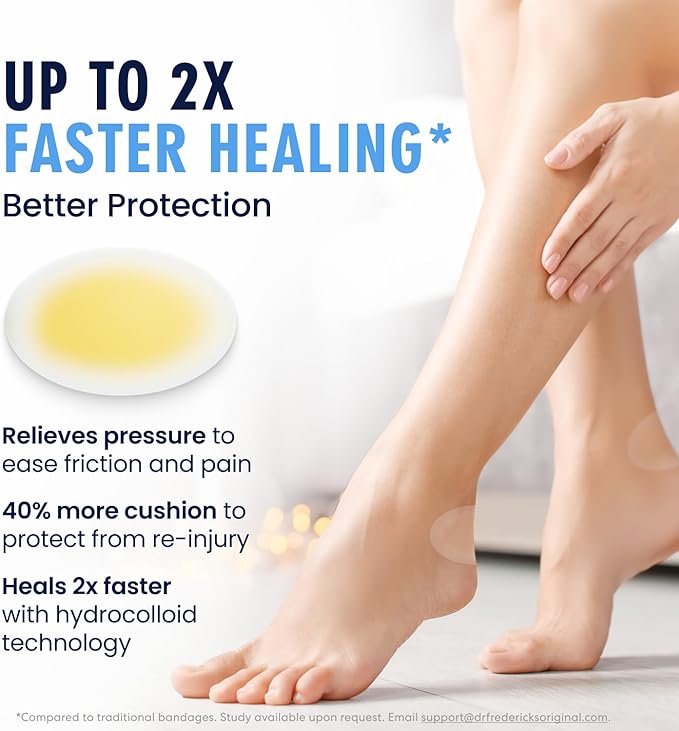 Dr. Frederick's Original Better Blister Bandages - 12ct - Water Resistant - 40% More Cushioning - Hydrocolloid Bandages for Foot, Toe, & Heel - Blister Pads for Prevention & Recovery - Variety Pack