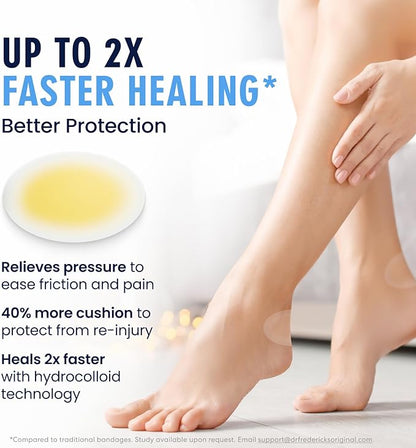 Dr. Frederick's Original Better Blister Bandages - 12ct - Water Resistant - 40% More Cushioning - Hydrocolloid Bandages for Foot, Toe, & Heel - Blister Pads for Prevention & Recovery - Variety Pack