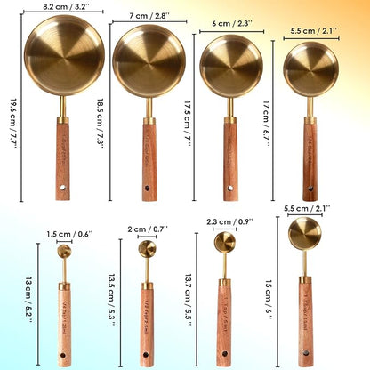 Collection 8 Piece Gold Measuring Cups Set and Measuring Spoons - Image 3