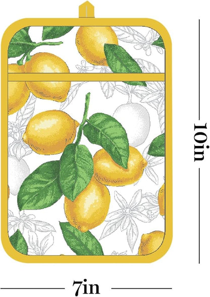 Martha Stewart Lots of Lemons Modern Kitchen Towel, Oven Mitt & Potholder Set - Image 9